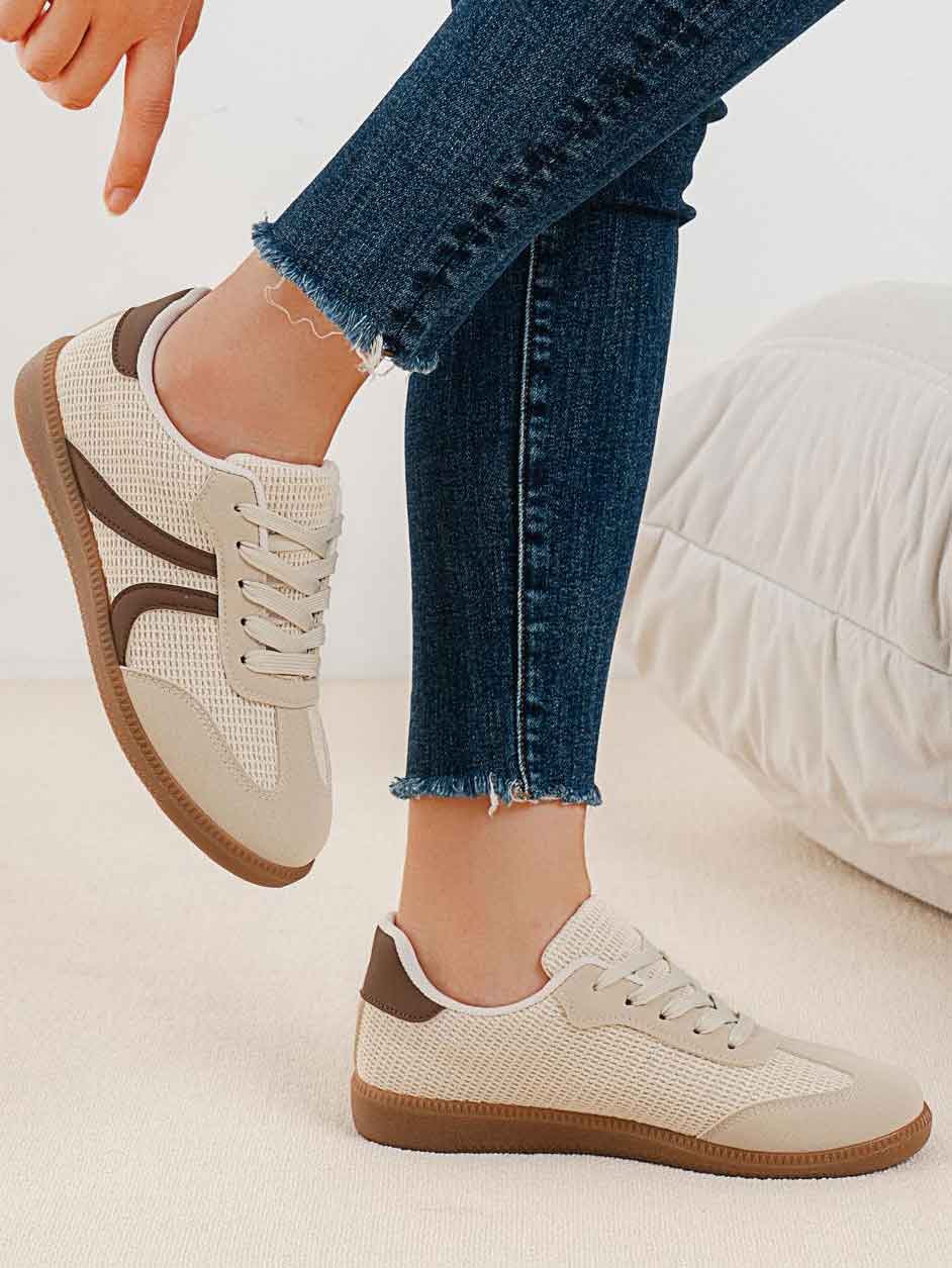 Selma | Strukturvævet Sneakers Med Farvet Sål