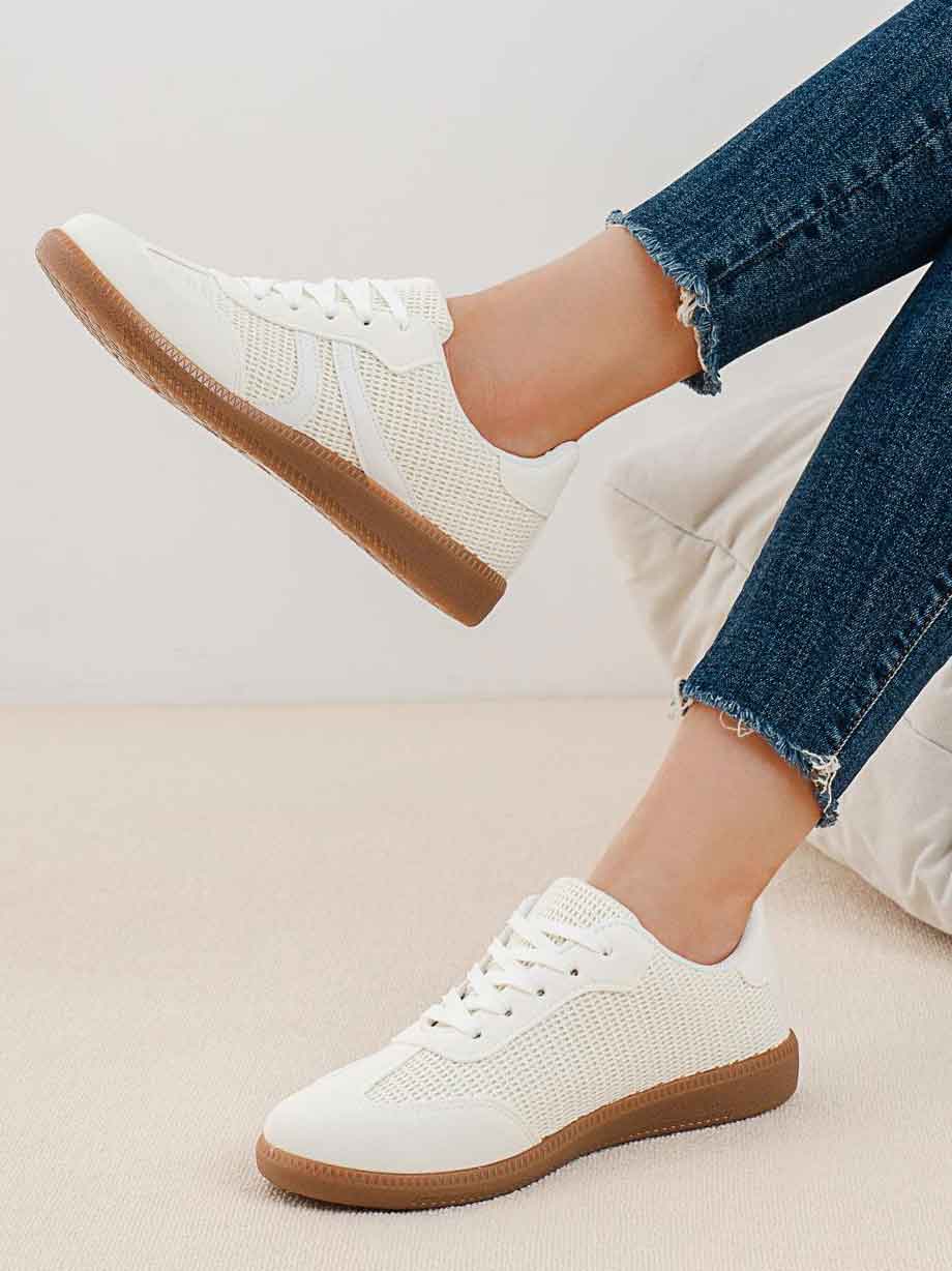 Selma | Strukturvævet Sneakers Med Farvet Sål