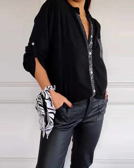 Freja – Glitrende Glamour Top Med Pailletter