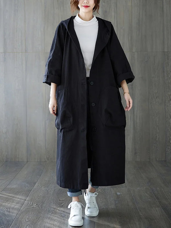 Vigga | Trenchcoat med hætte og elegant lang pasform