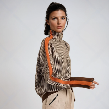 Vibe | Stribet rullekravepullover med høj hals