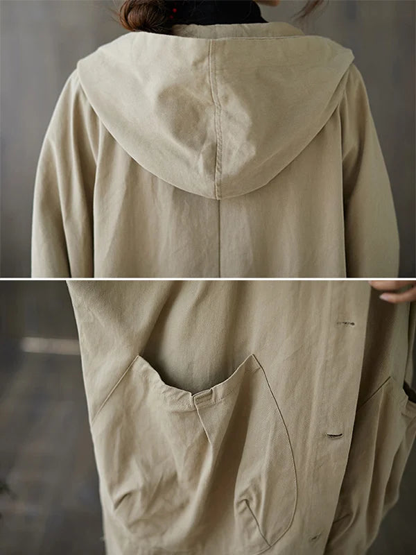 Vigga | Trenchcoat med hætte og elegant lang pasform