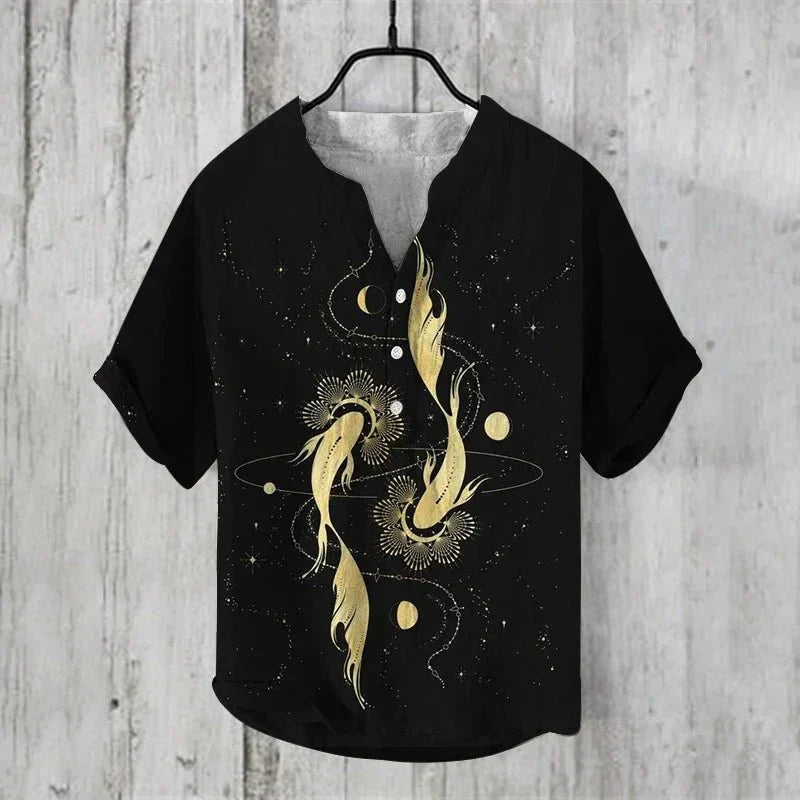Elegant Casual Skjorte med Fiskeprint