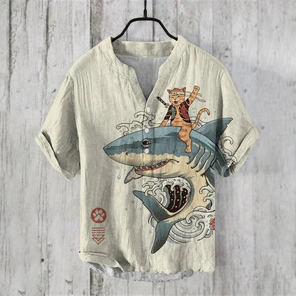 Elegant Casual Skjorte med Fiskeprint