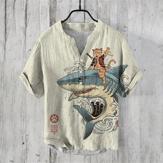 Elegant Casual Skjorte med Fiskeprint