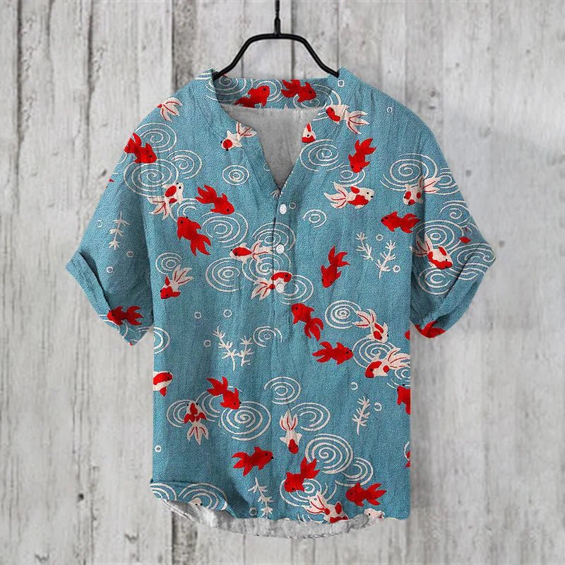 Elegant Casual Skjorte med Fiskeprint