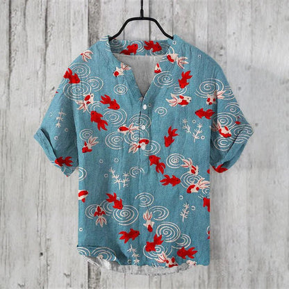 Elegant Casual Skjorte med Fiskeprint