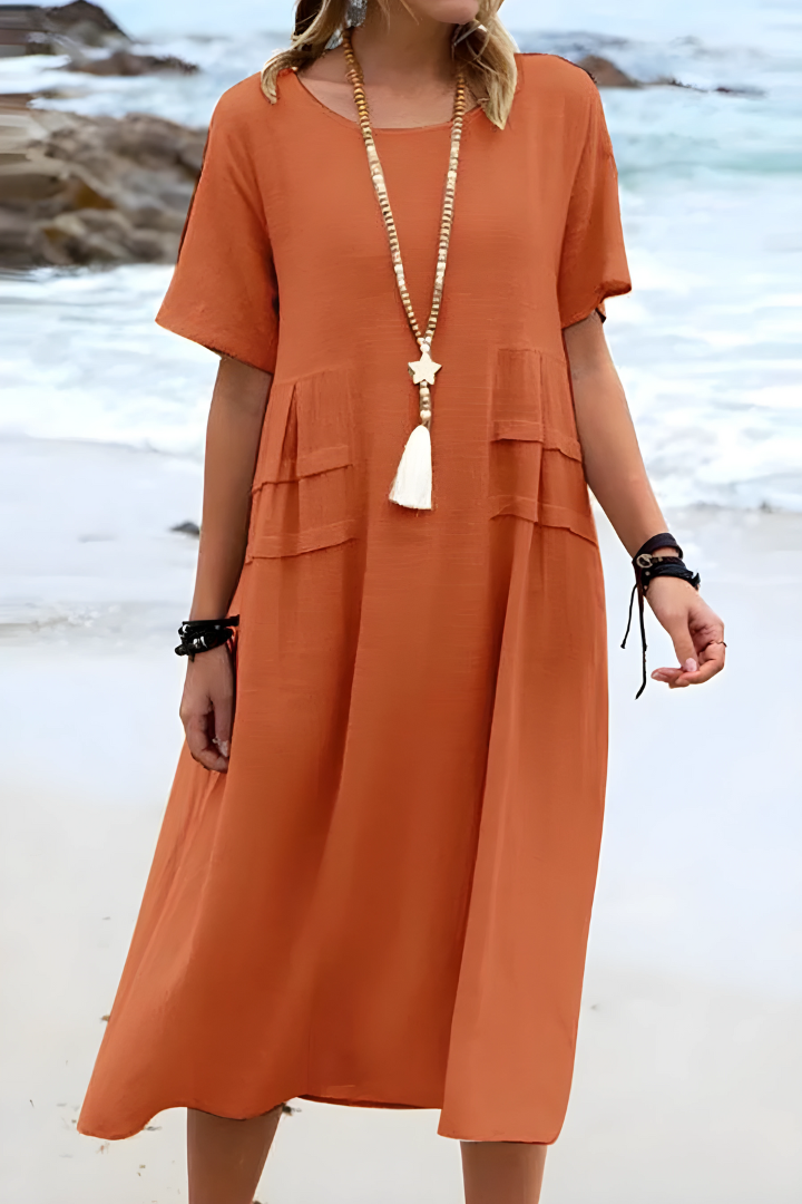 Amelia - Dame lang kjole med lagdelt design
