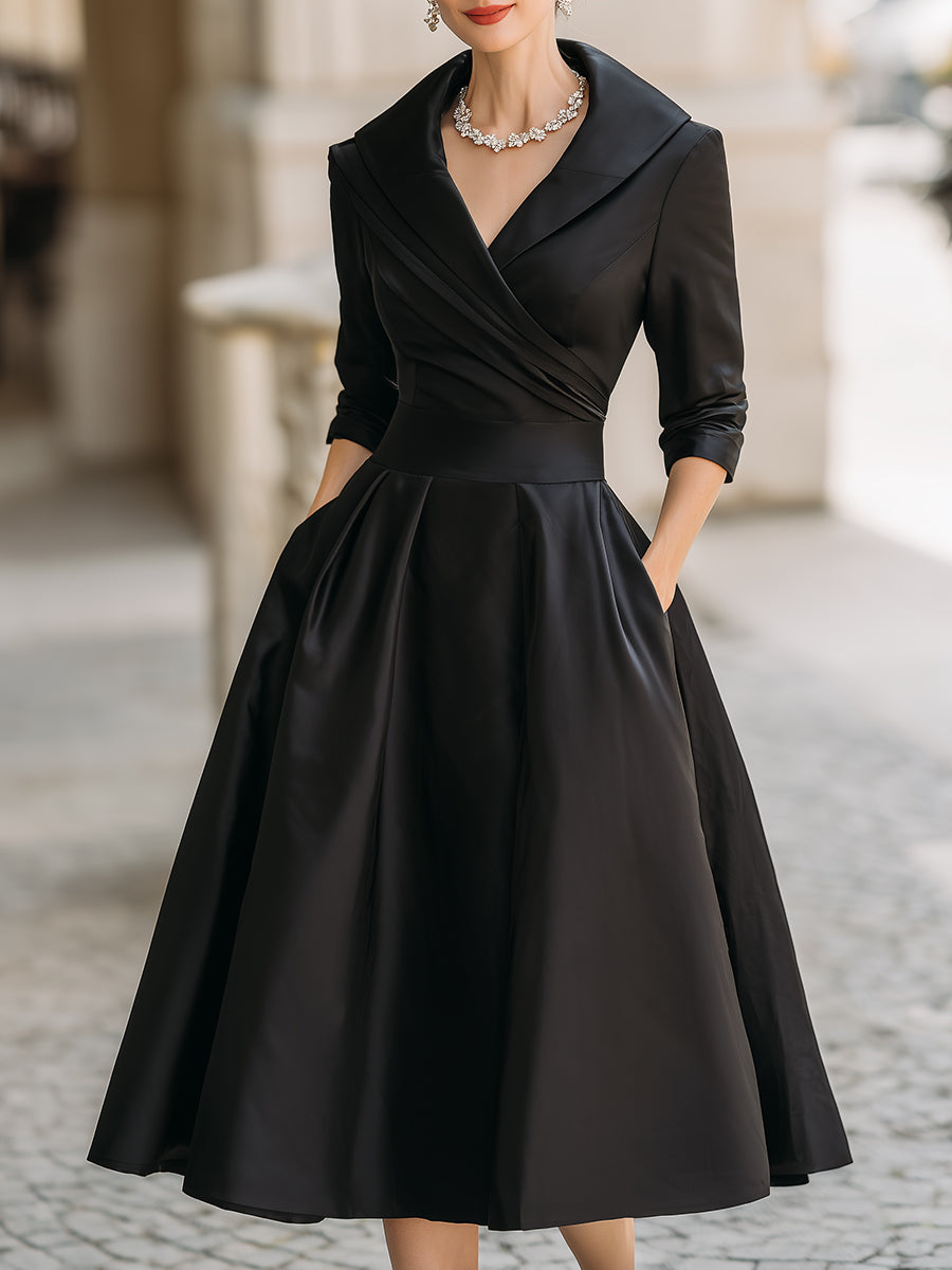 Dame Elegant Klassisk Forårs Wrap Midikjole