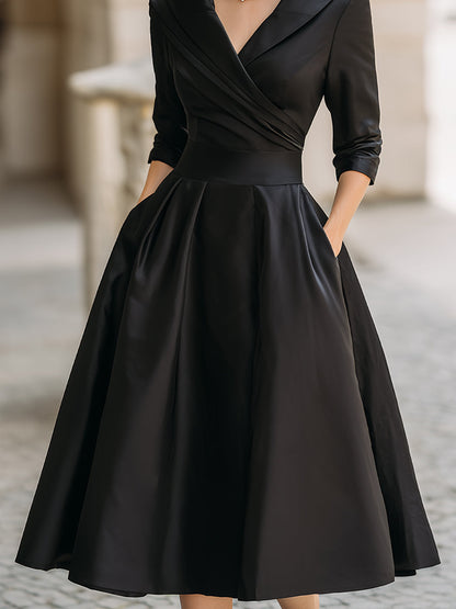 Dame Elegant Klassisk Forårs Wrap Midikjole