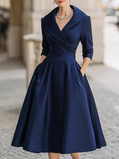 Dame Elegant Klassisk Forårs Wrap Midikjole