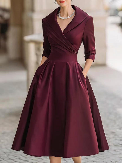 Dame Elegant Klassisk Forårs Wrap Midikjole
