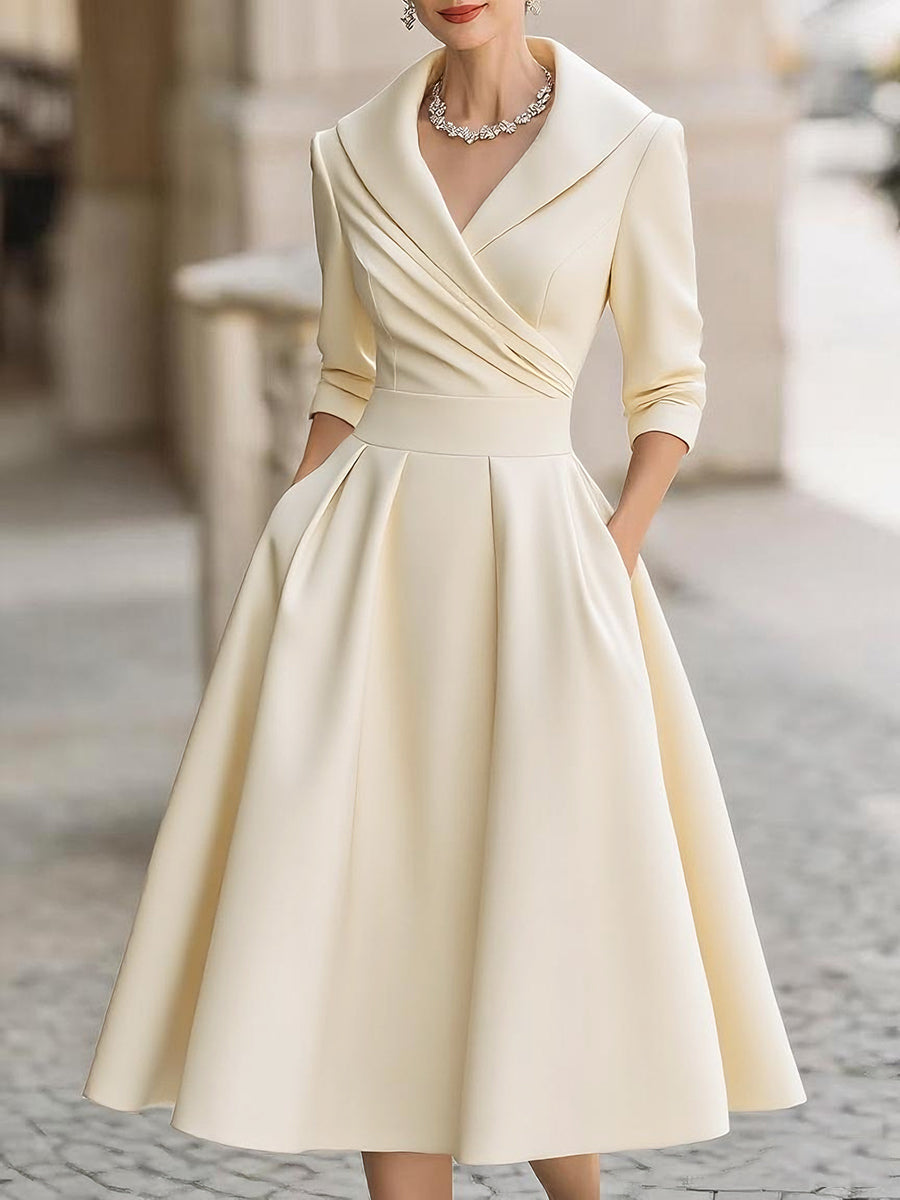 Dame Elegant Klassisk Forårs Wrap Midikjole