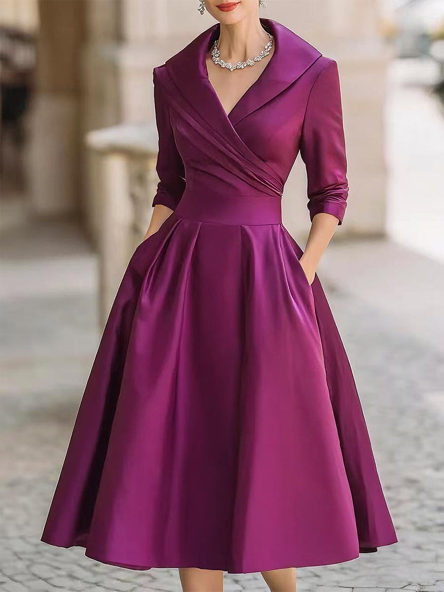 Dame Elegant Klassisk Forårs Wrap Midikjole