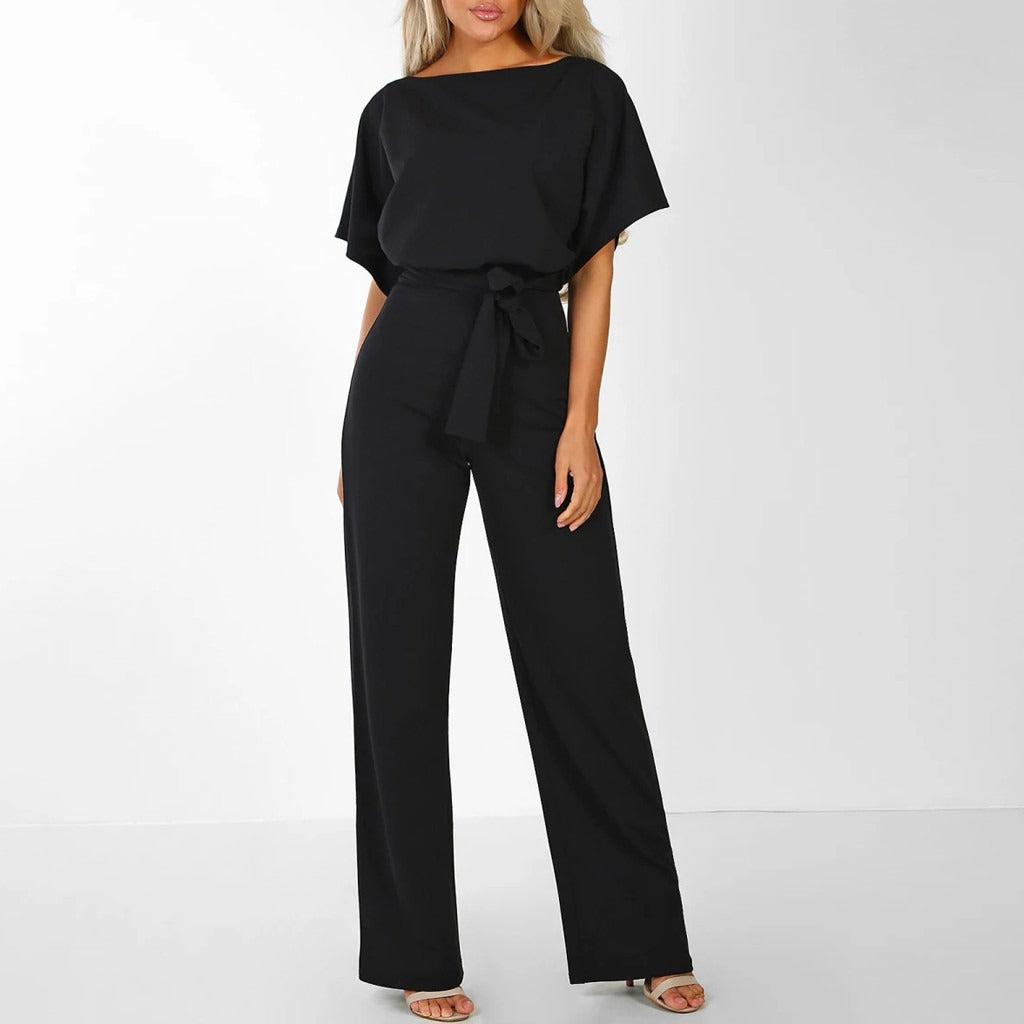 Komfortabelt Elegant Bæltebelagt Dame Jumpsuit