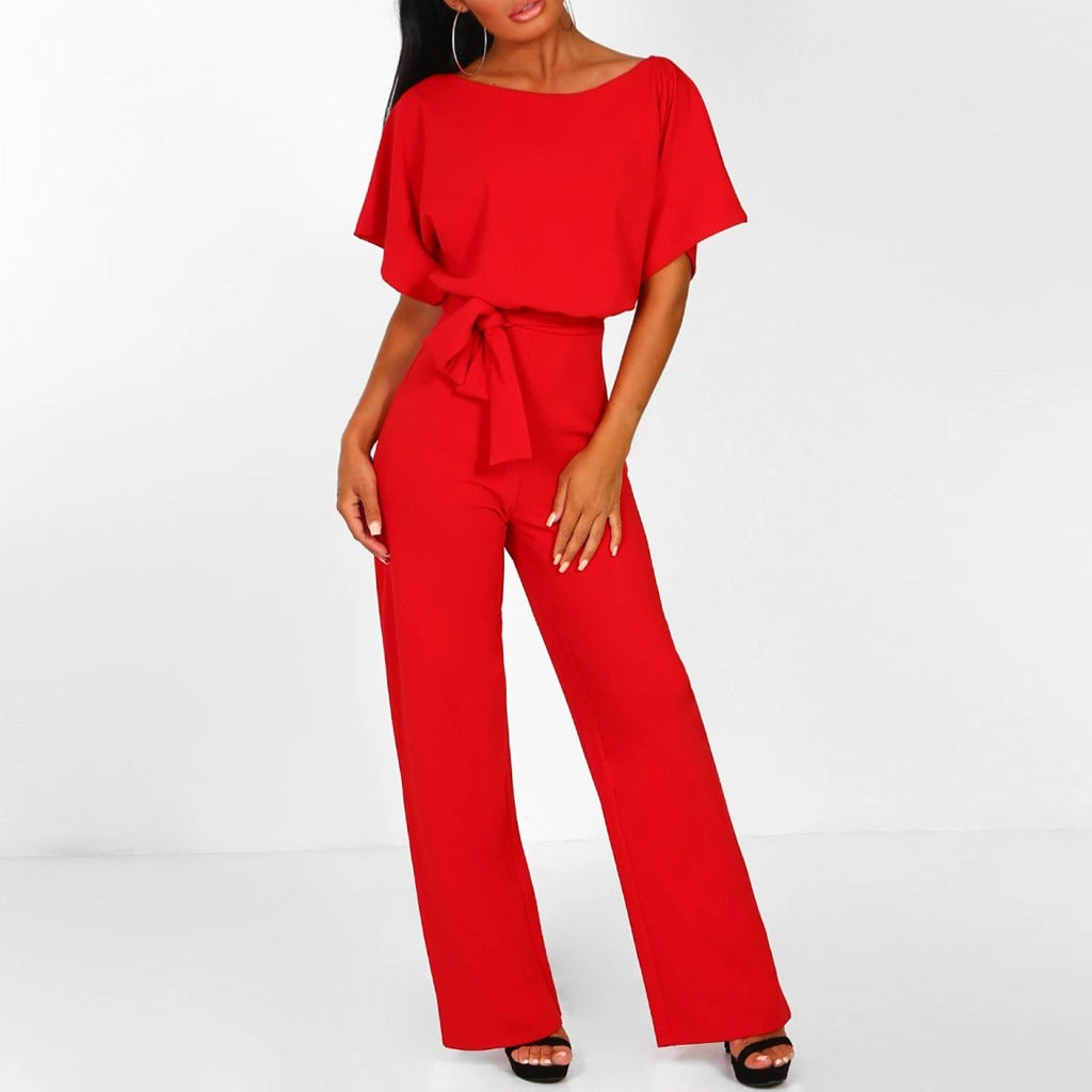 Komfortabelt Elegant Bæltebelagt Dame Jumpsuit