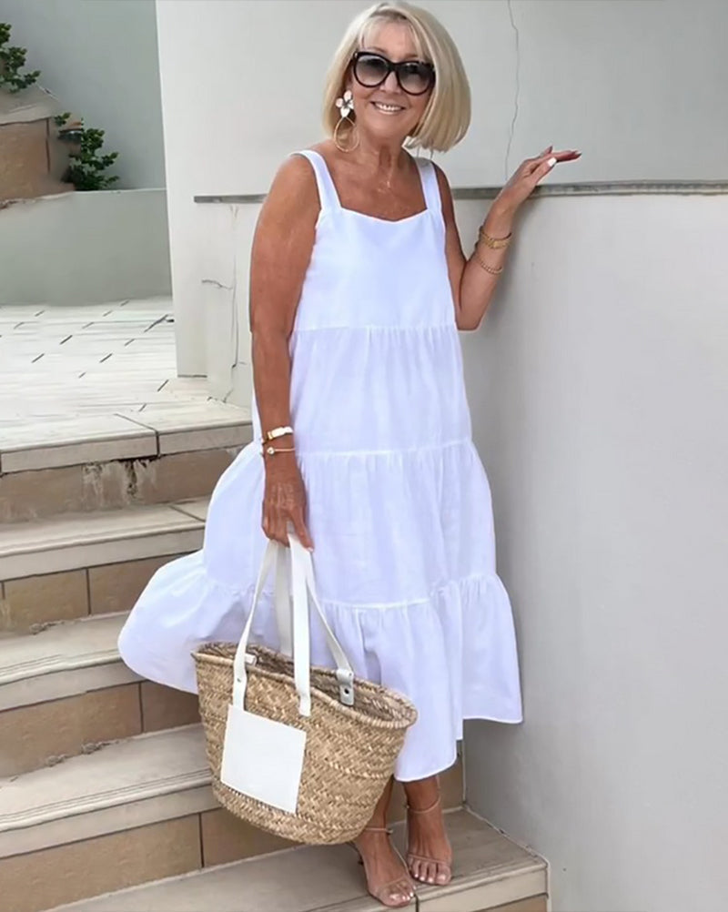 Dame Ærmeløs Lagdelt Sommer Maxi Casual Kjole