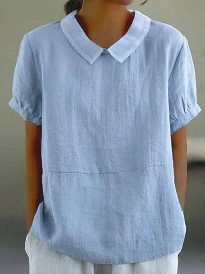 Dame Hør Peter Pan Krave Bluse