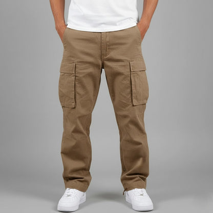 Herre cargobukser med afslappet pasform og sidelommer i streetwear-stil