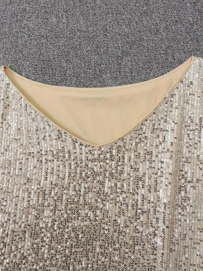 Alana - Glitrende off-shoulder kjole med sequin-detaljer