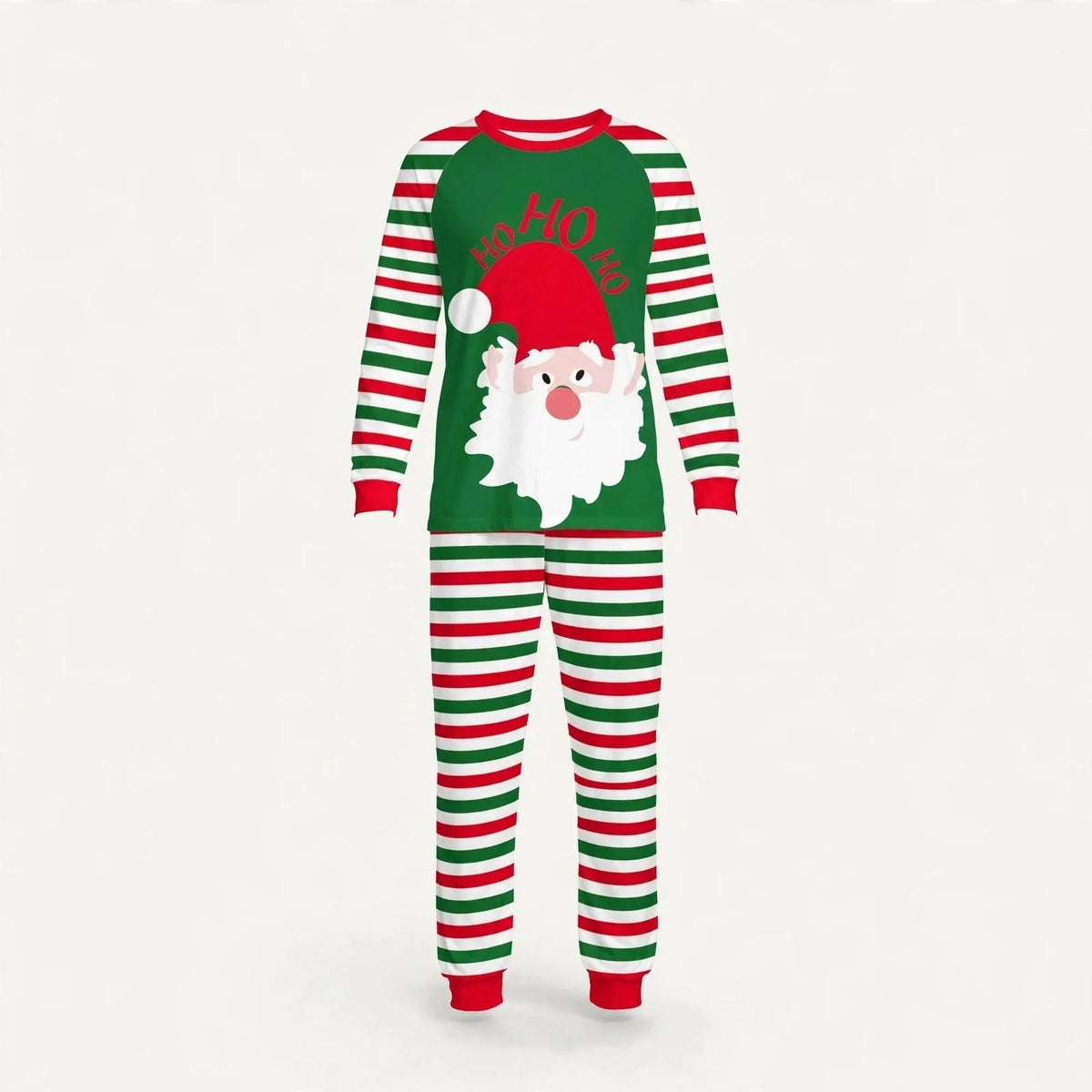 Noel | Julepyjamas med julemandsansigt og stribede bukser til familien