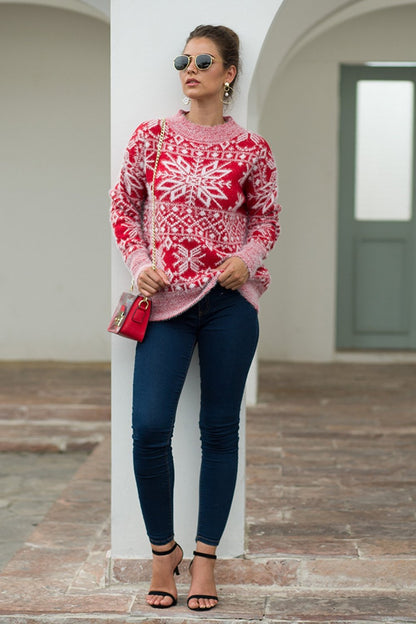Evergreen | Julesweater i blødt plys med rund hals