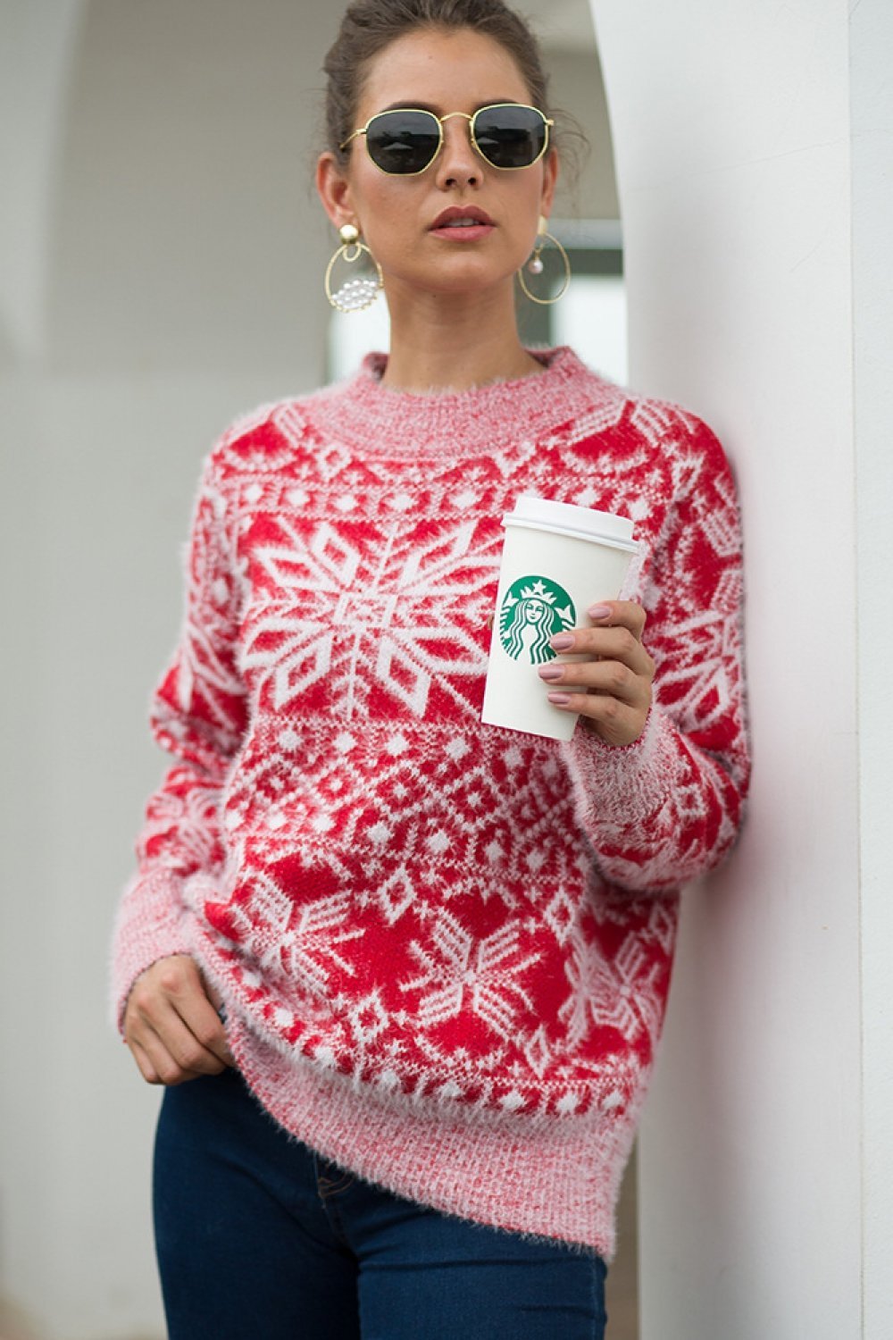 Evergreen | Julesweater i blødt plys med rund hals