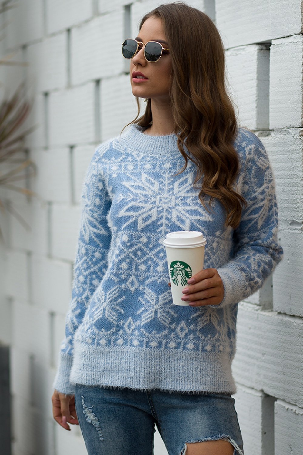 Evergreen | Julesweater i blødt plys med rund hals