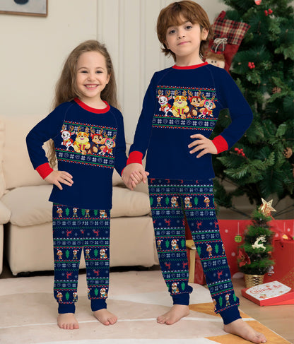 Jingle | Julepyjamas med Fair Isle mønster og hvalpetryk