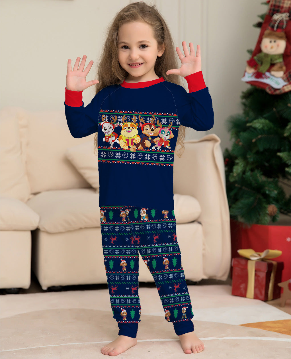 Jingle | Julepyjamas med Fair Isle mønster og hvalpetryk