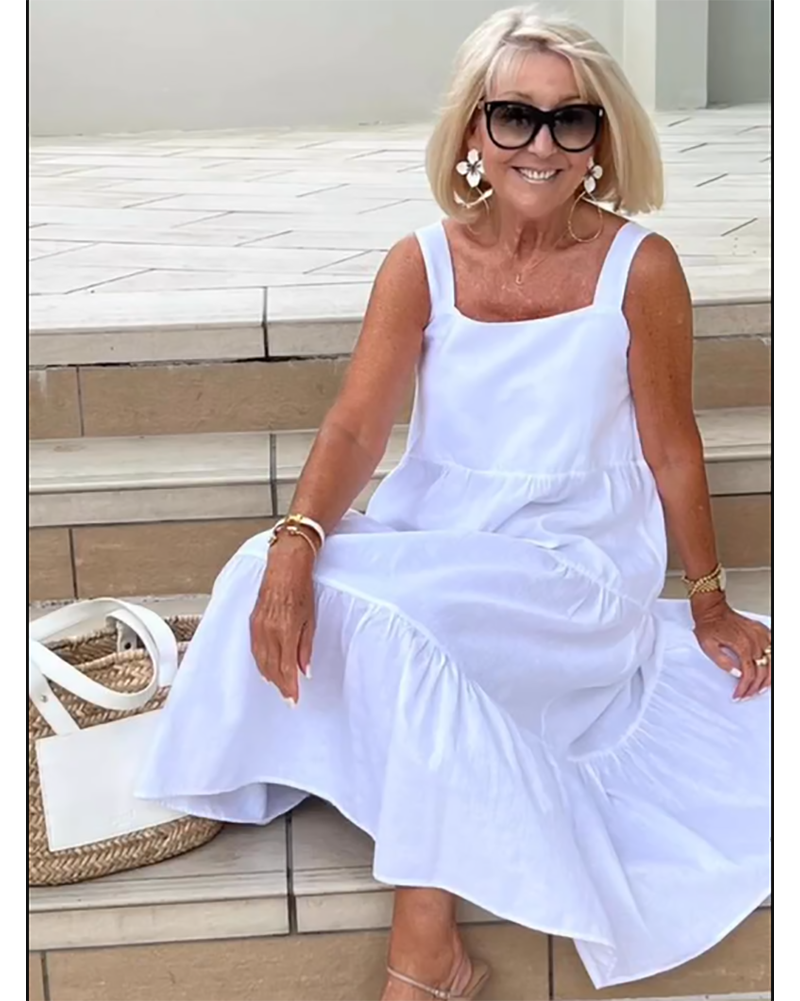 Dame Ærmeløs Lagdelt Sommer Maxi Casual Kjole