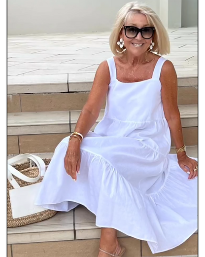 Dame Ærmeløs Lagdelt Sommer Maxi Casual Kjole