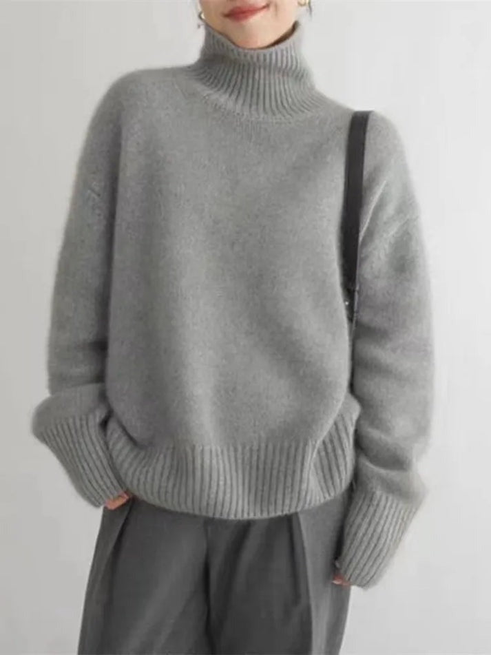 Stilfuld Elegant Cashmere-trøje med rullekrave