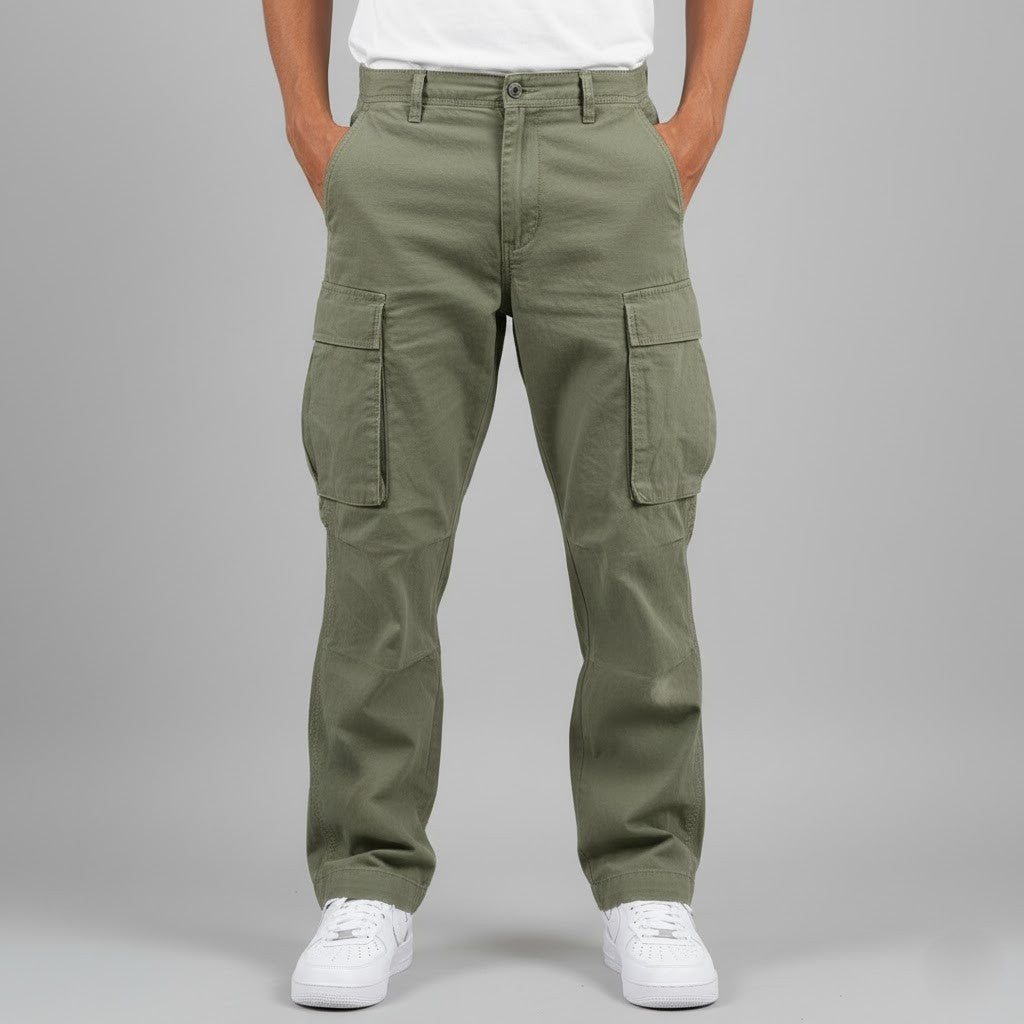 Herre cargobukser med afslappet pasform og sidelommer i streetwear-stil