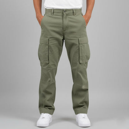 Herre cargobukser med afslappet pasform og sidelommer i streetwear-stil