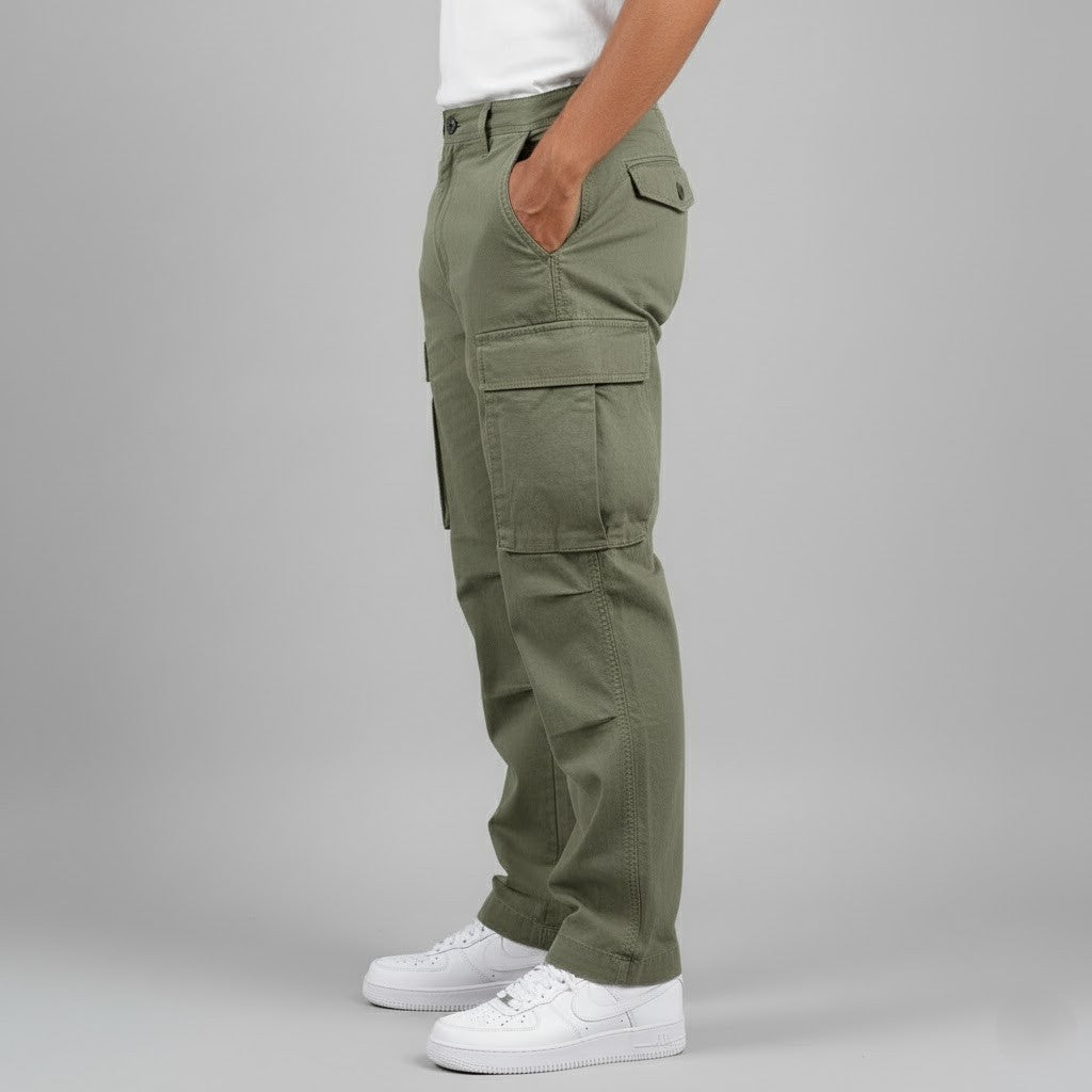 Herre cargobukser med afslappet pasform og sidelommer i streetwear-stil