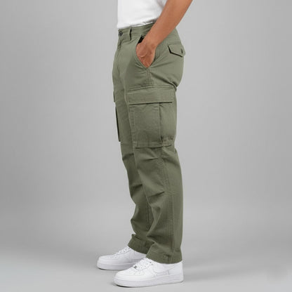 Herre cargobukser med afslappet pasform og sidelommer i streetwear-stil