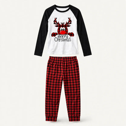 Nisse | Julepyjamas med rensdyrtop og ternede bukser