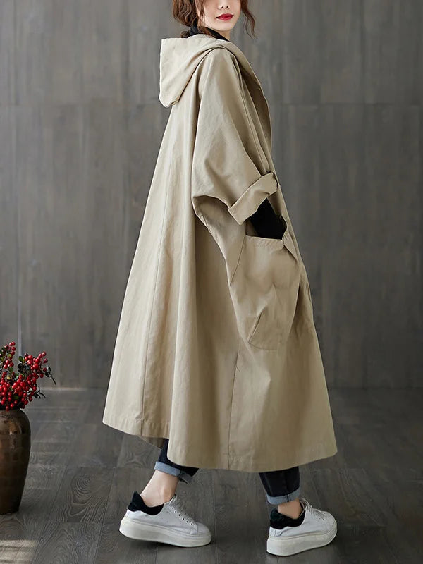 Vigga | Trenchcoat med hætte og elegant lang pasform