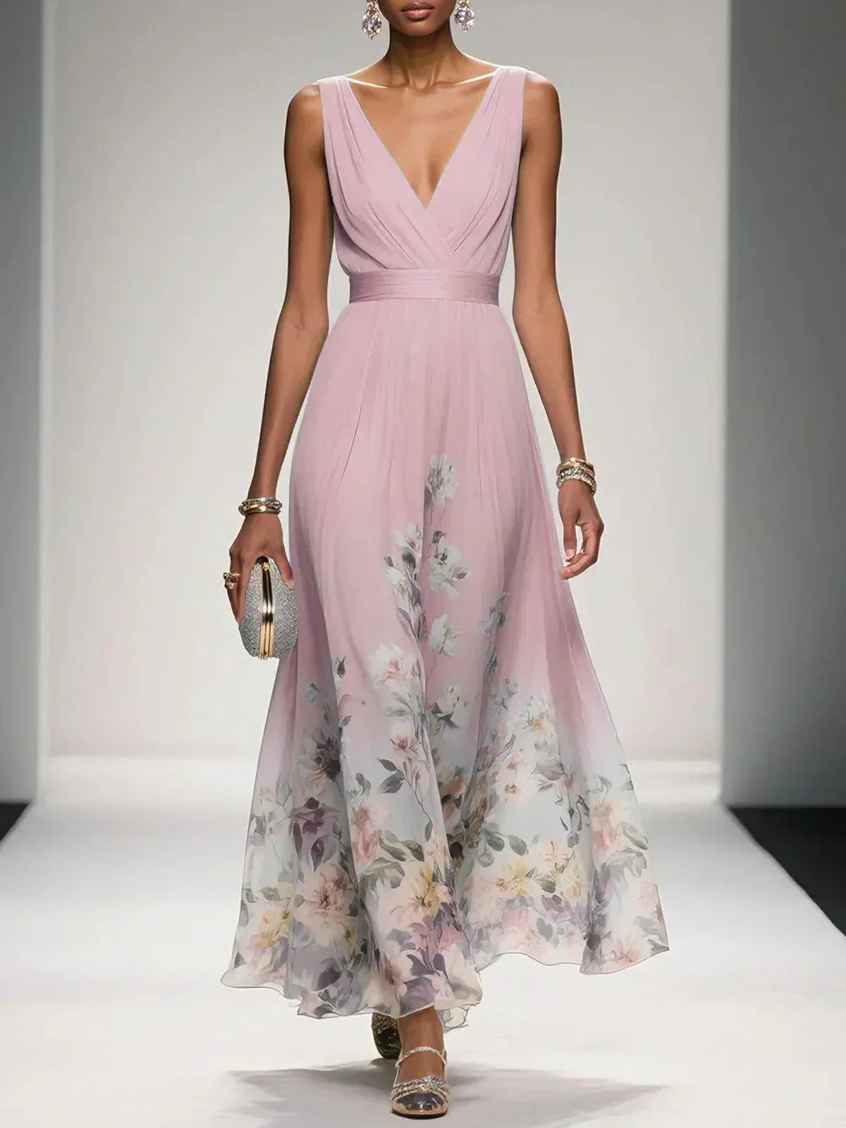 Dame Elegant Blomstermønstret Kjole til Bryllupsgæster