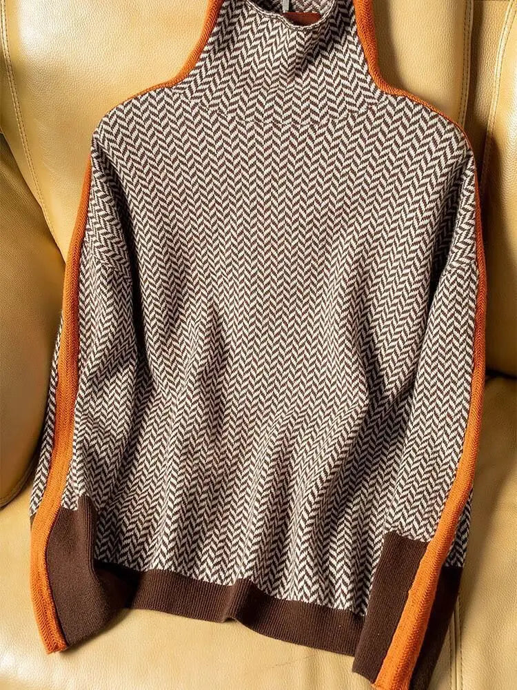 Moderne Stilfuld Elegant Stribet Sweater