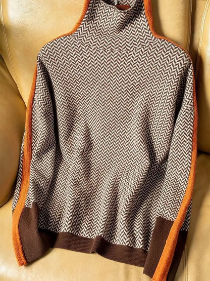 Moderne Stilfuld Elegant Stribet Sweater