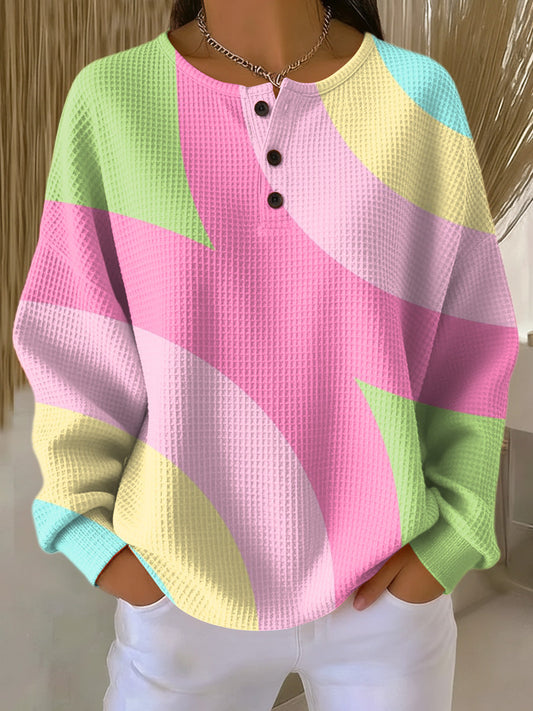 Tuva | Varm vaffelstrikket pullover med geometrisk mønster