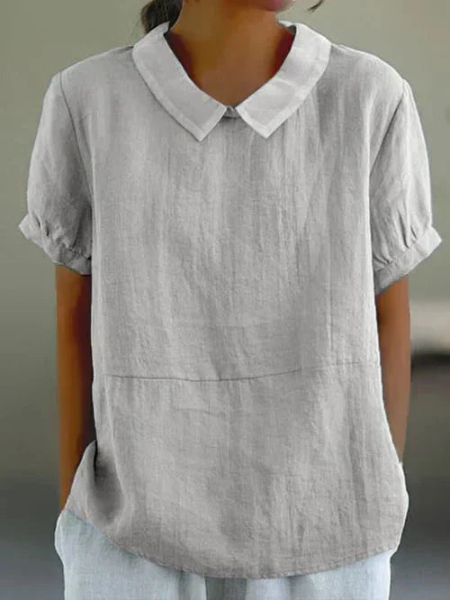 Dame Hør Peter Pan Krave Bluse