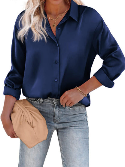 Afslappet Elegant Skjortebluse Med Knapper