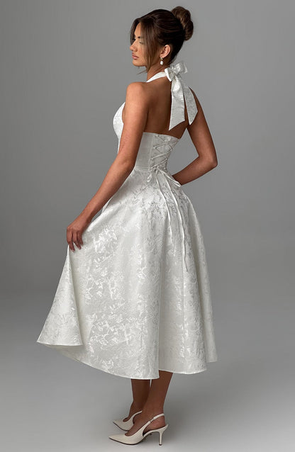 Dame Halter Midi Kjole til Bryllupsgæst