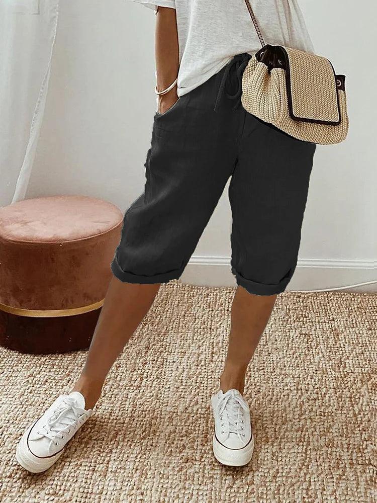 Casual Capri-bukser med Oprullede Bukseben