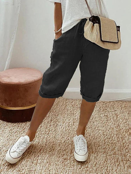 Casual Capri-bukser med Oprullede Bukseben