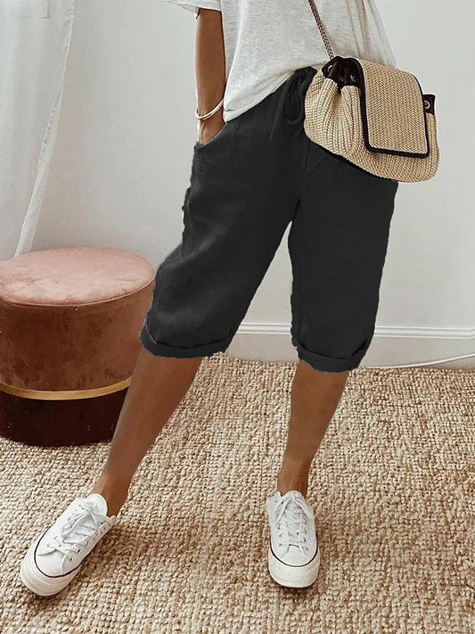 Casual Capri-bukser med Oprullede Bukseben