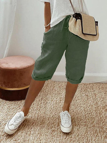 Casual Capri-bukser med Oprullede Bukseben